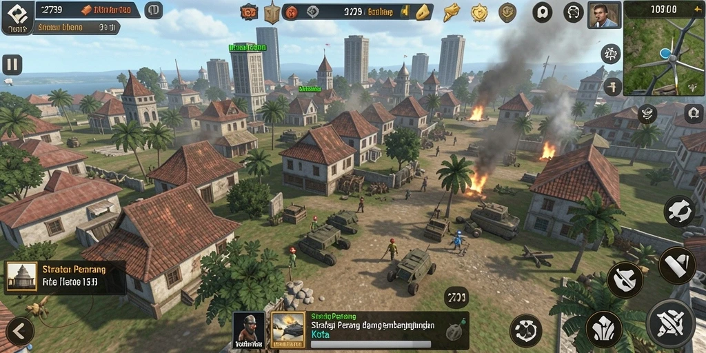 Screenshot gameplay <strong>2739</strong> yang menampilkan strategi dan pembangunan kota.