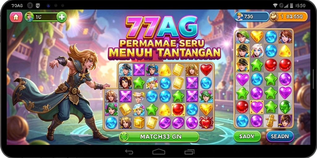 Tampilan gameplay yang menarik dari game Match-3 77AG.