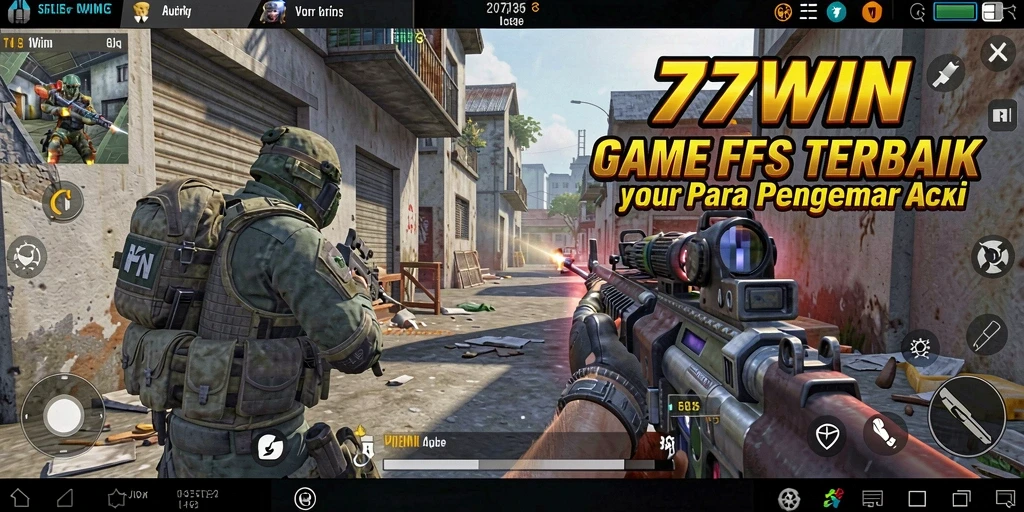 Screenshot gameplay 77WIN menampilkan aksi tembak-menembak yang intens.