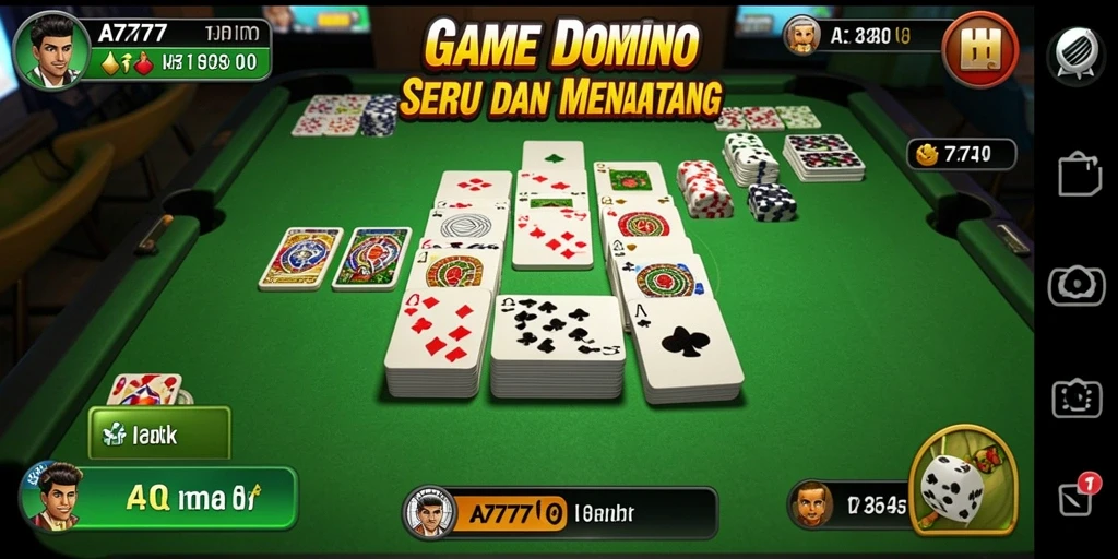 Screenshot gameplay seru dari A7777 dengan teman bermain Domino.