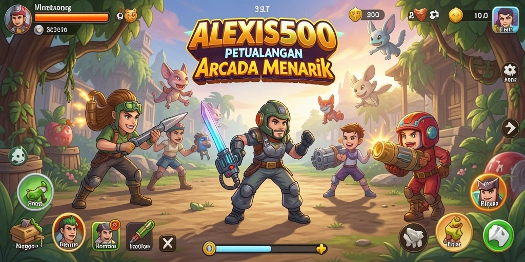 Screenshot gameplay ALEXIS500 yang menunjukkan aksi seru dalam permainan Arcade.