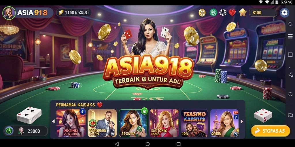 Screenshot gameplay ASIA918 dengan grafis kasino yang menawan.