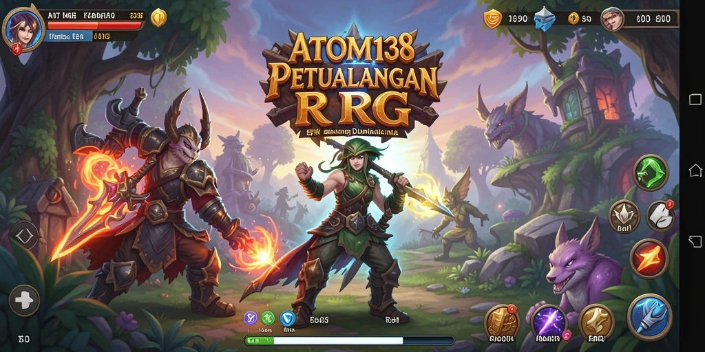 Tampilan gameplay ATOM138 yang menampilkan pertarungan seru di dunia RPG.