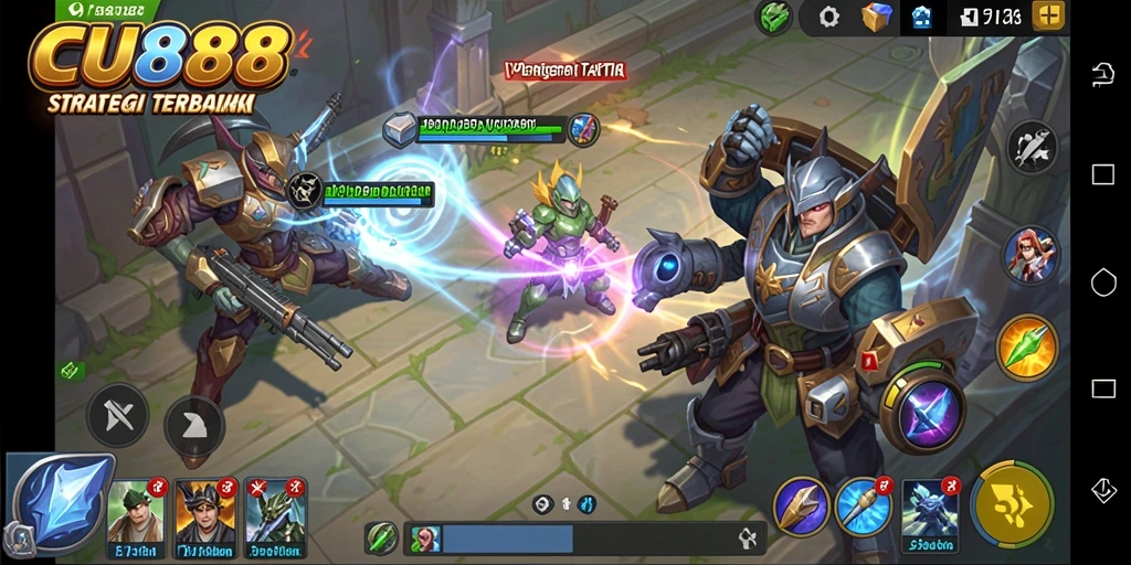 Gameplay CU888 yang menampilkan pertempuran strategi yang mendebarkan.