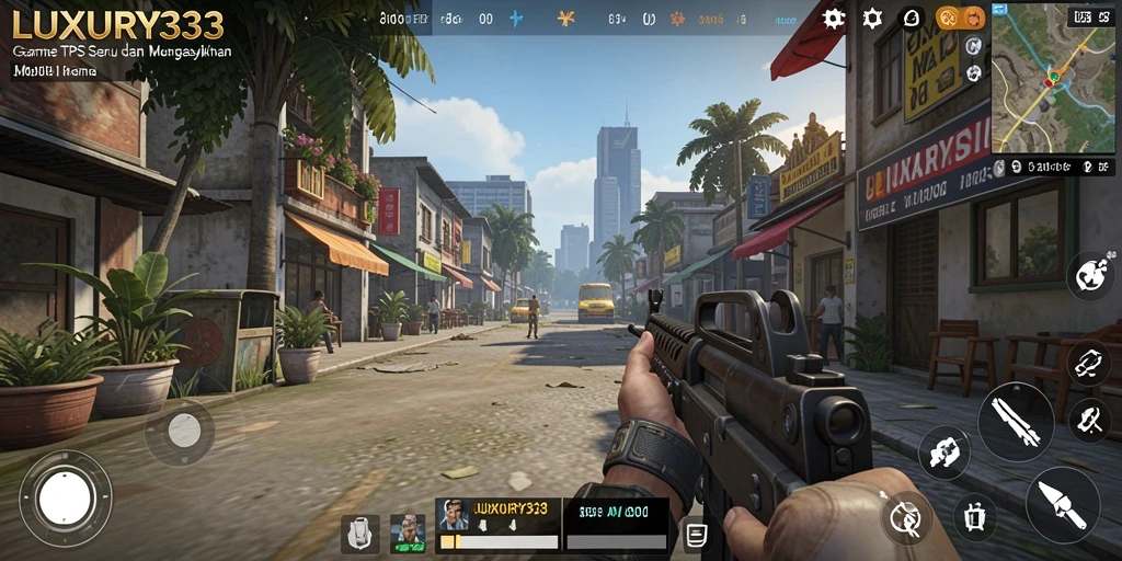 Tampilan gameplay mendebarkan dari LUXURY333 dalam aksi TPS.