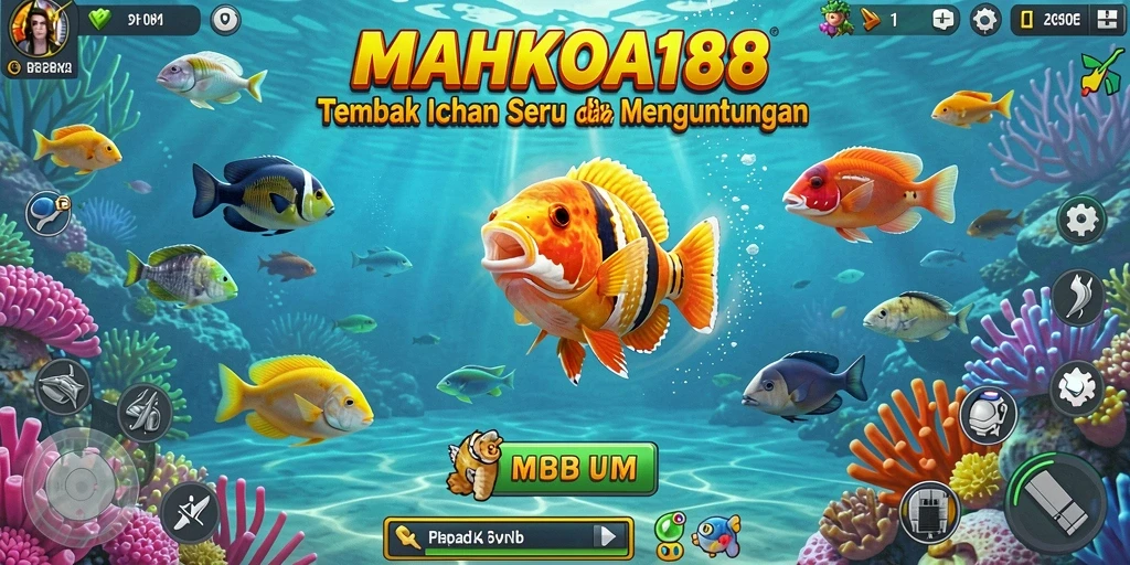 Tampilan gameplay seru dalam MAHKOTA188 saat menembak ikan.