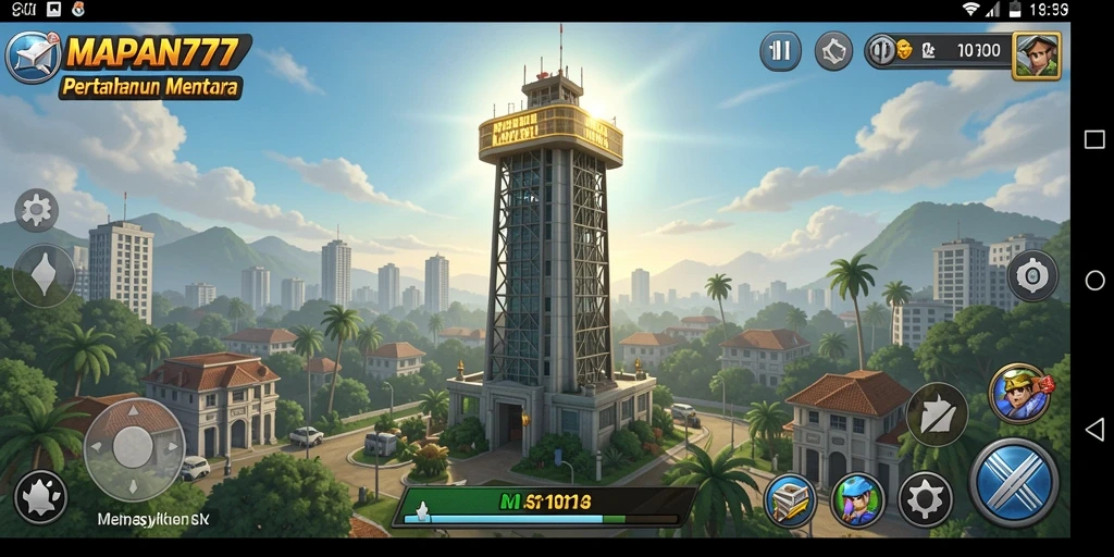 Tampilan gameplay seru MAPAN777 dalam pertahanan menara yang dinamis.