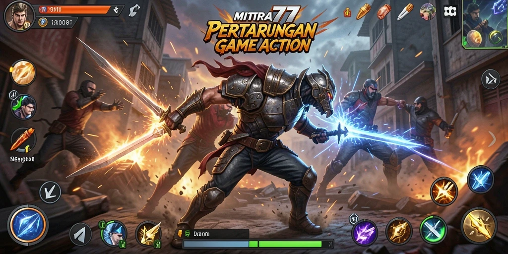 Screenshot menampilkan aksi seru dalam MITRA77 dengan pertarungan intens.