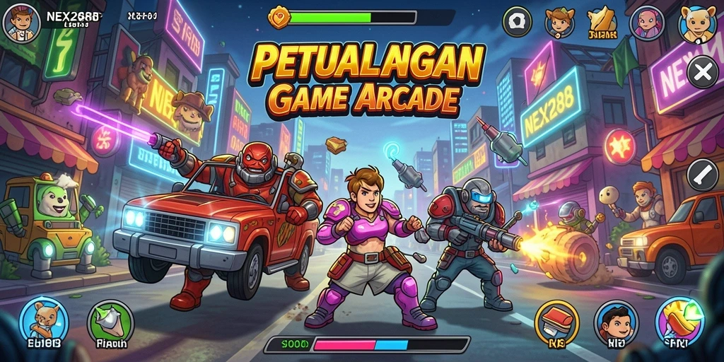 Screenshot gameplay seru NEX288 yang menampilkan tantangan Arcade.