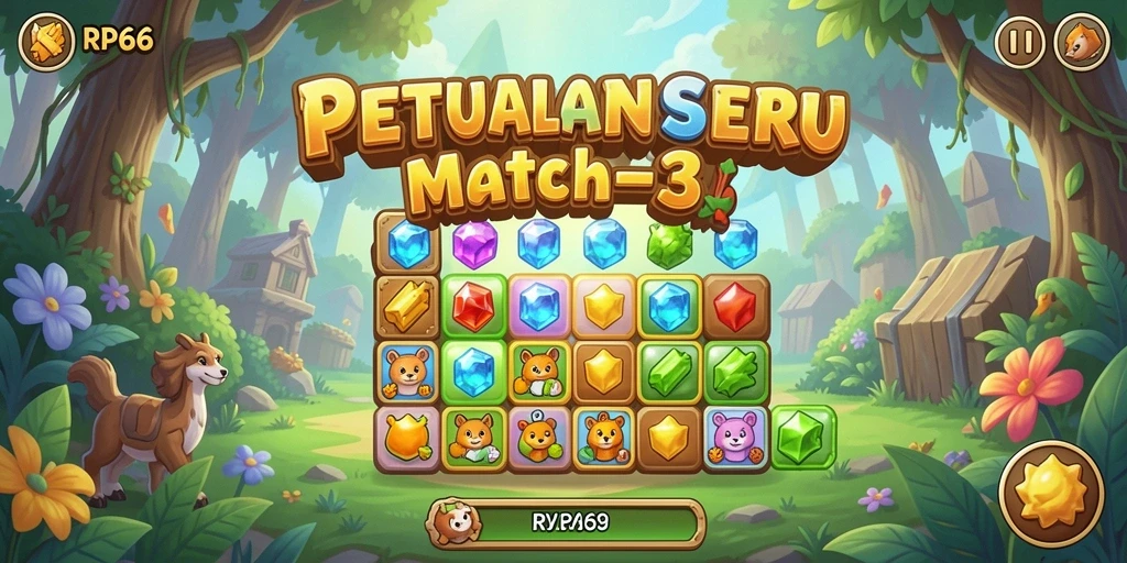 Tangkapan layar gameplay RP66 dengan berbagai item berwarna.