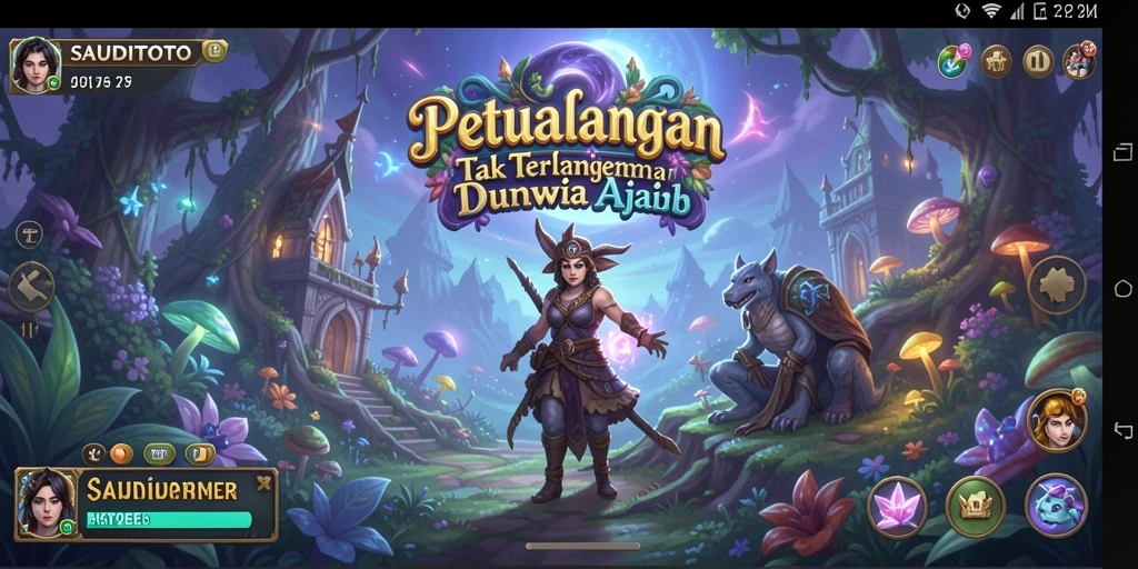 Tangkapan layar gameplay SAUDITOTO dengan pemandangan petualangan yang menakjubkan.