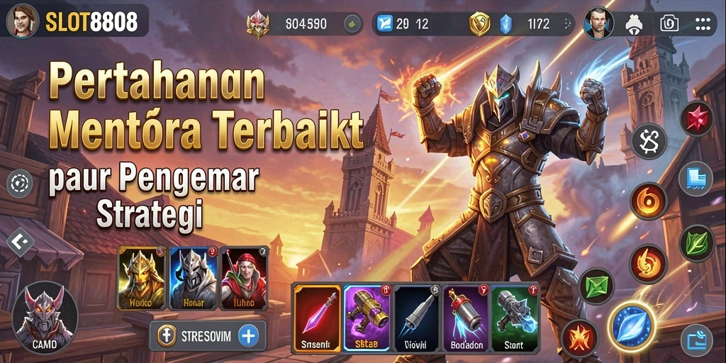 Tampilan Screenshot Utama SLOT8808 menampilkan aksi pertahanan menara yang intens.