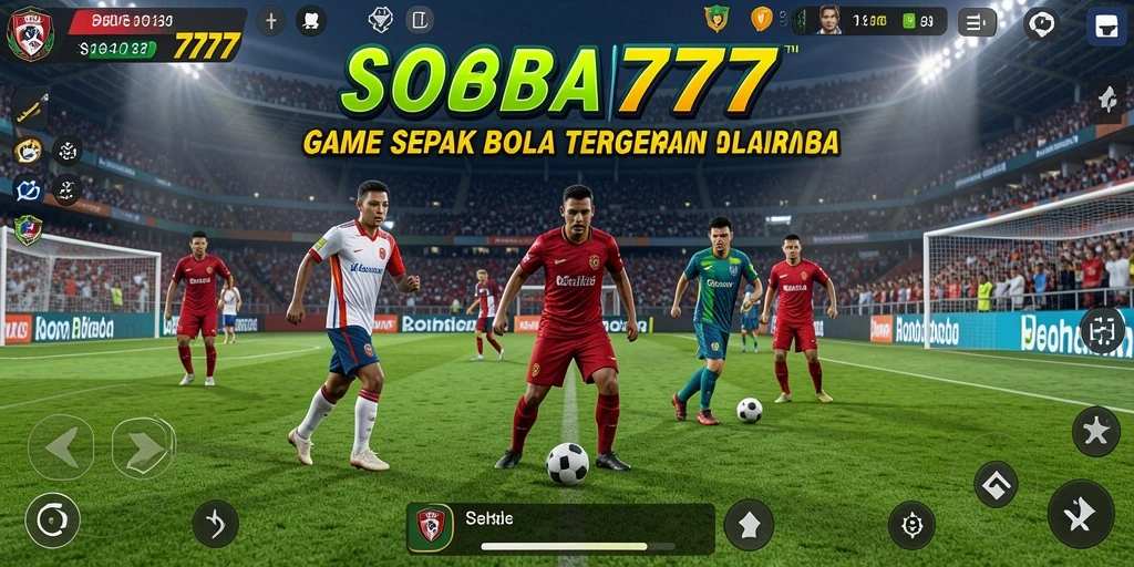 Tampilan gameplay menegangkan dalam SOBAT777 saat pertandingan sepak bola berlangsung.