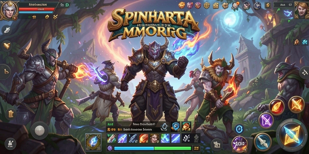 Screenshot SPINHARTA menampilkan aksi pertempuran seru dalam dunia MMORPG.