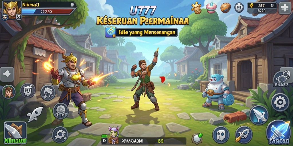 Screenshot UT77 menampilkan karakter dalam gameplay Idle yang seru.