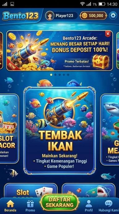 Screen bento123 yang menampilkan katalog aplikasi terbaru dan terpopuler.